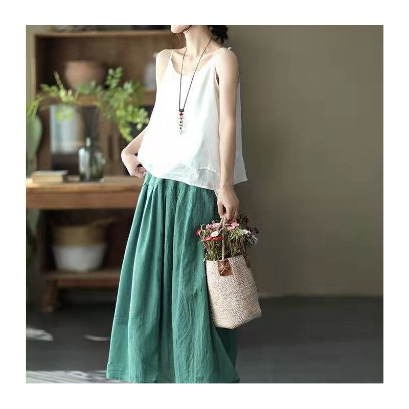 Breathable Double-Layer Elastic Waist Skirt