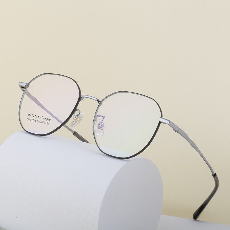 Ultra-Light Half-Titanium Square Frame Eyeglasses Plain Glasses