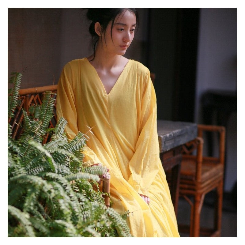 Two-Layered Long Sleeve Solid Color Dress