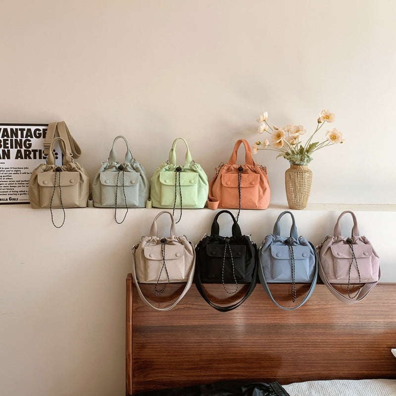 Women's Lightweight Oxford Cloth Shoulder Bag - Versatile Everyday Bucket Bag