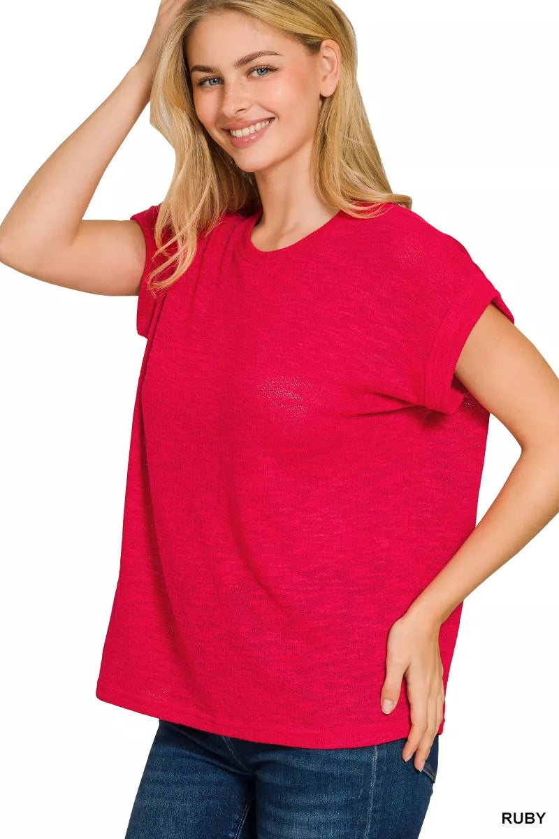 Hacci Slub Rolled Up Sleeve Tee