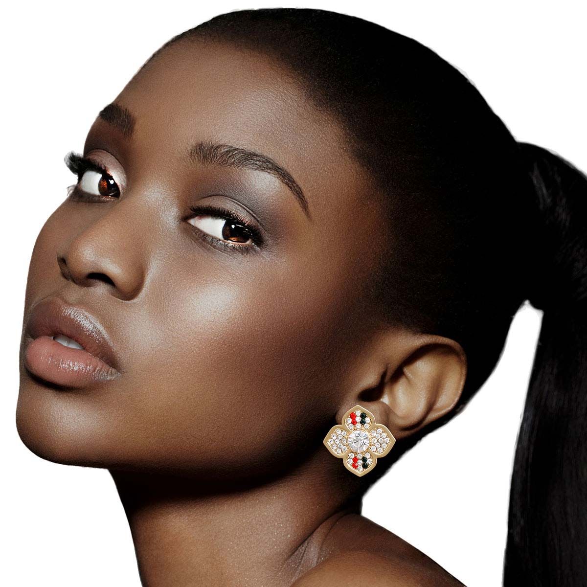 Flower Stud Earrings Striped Splendor Stylish Statement Jewelry