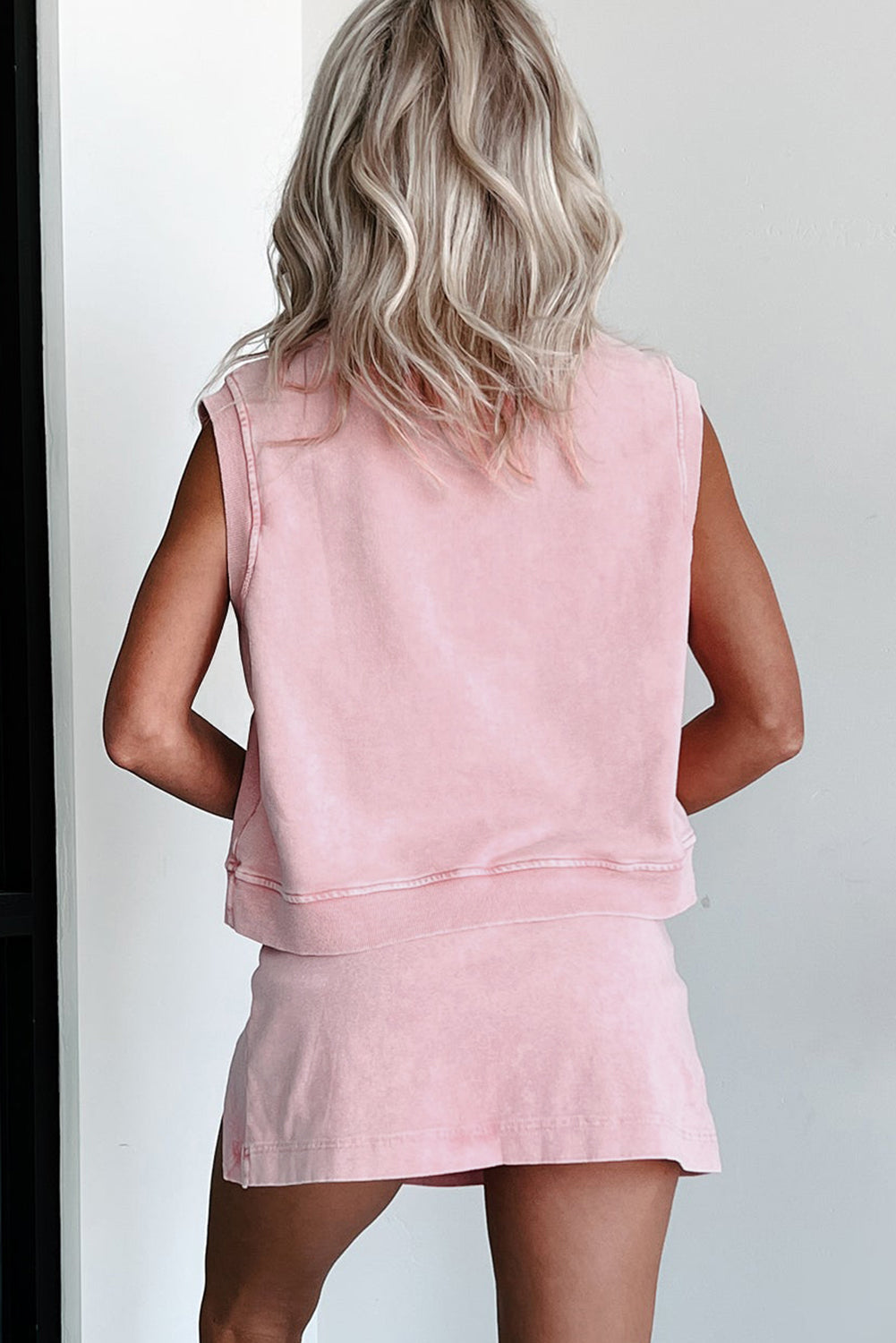 Myosotis Mineral Wash Sleeveless Top and Split Skort Set