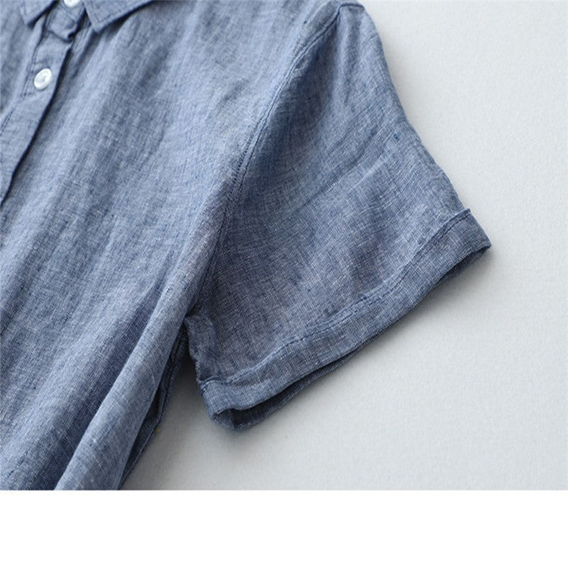 Half-Opening Buckle Waist Frenulum Polo Collar Mid Length Dress
