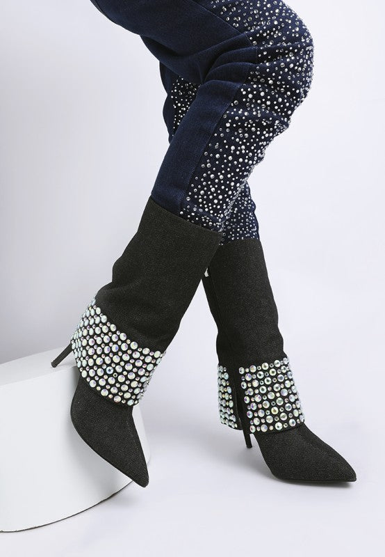 Basso Party Diamante Studded Stiletto Boots