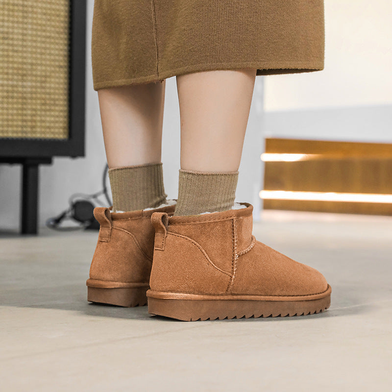 Women's Stylish Faux Plush Slip-On Short Snow Boots | Faux Fur Lined Winter Boots