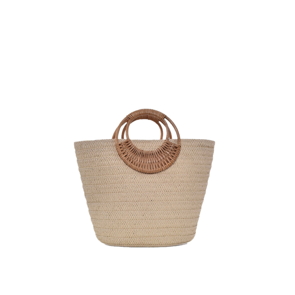 Straw Weave Round Handle Tote Bag - Large Capacity Women's Summer Beach Bag