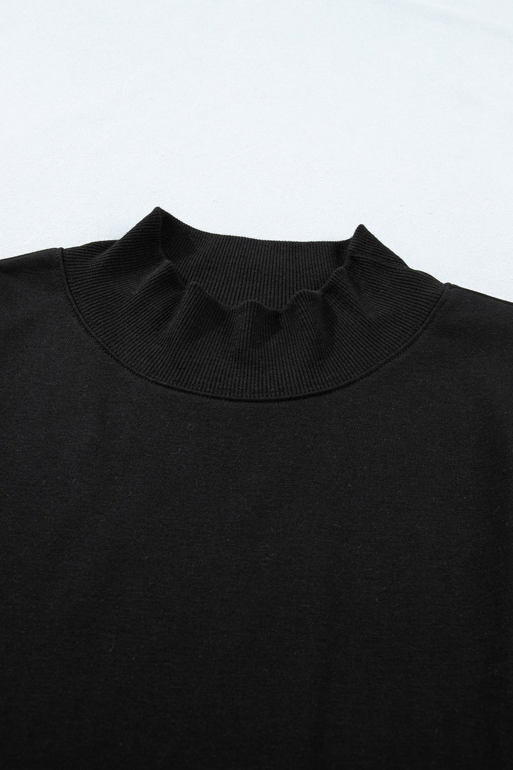 Black Solid Color High Neck Cap Sleeve Loose Top