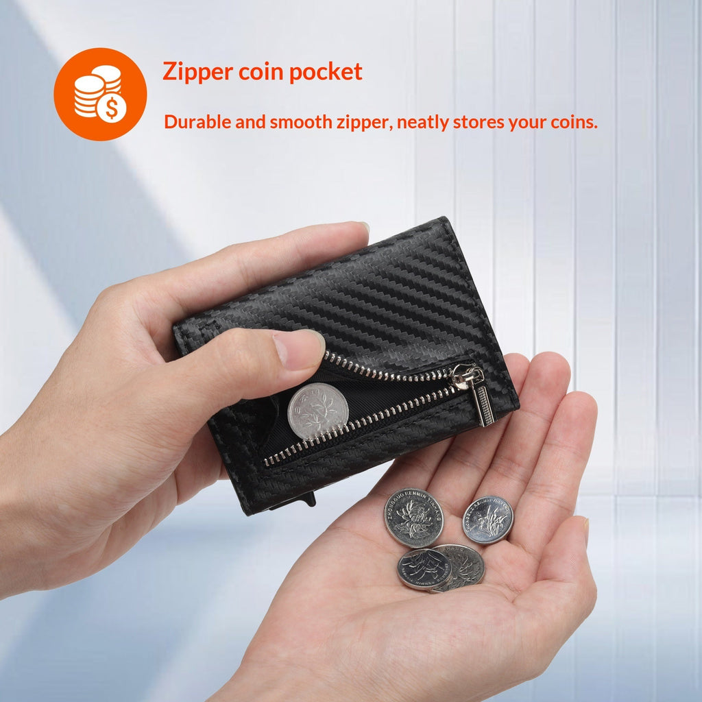 Men's Genuine Leather Trifold Wallet with RFID Protection & Multiple Card Slots