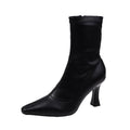 Women's Retro Mid-Calf Pointed Toe Stiletto Boots - Side Zip High Heel Boots