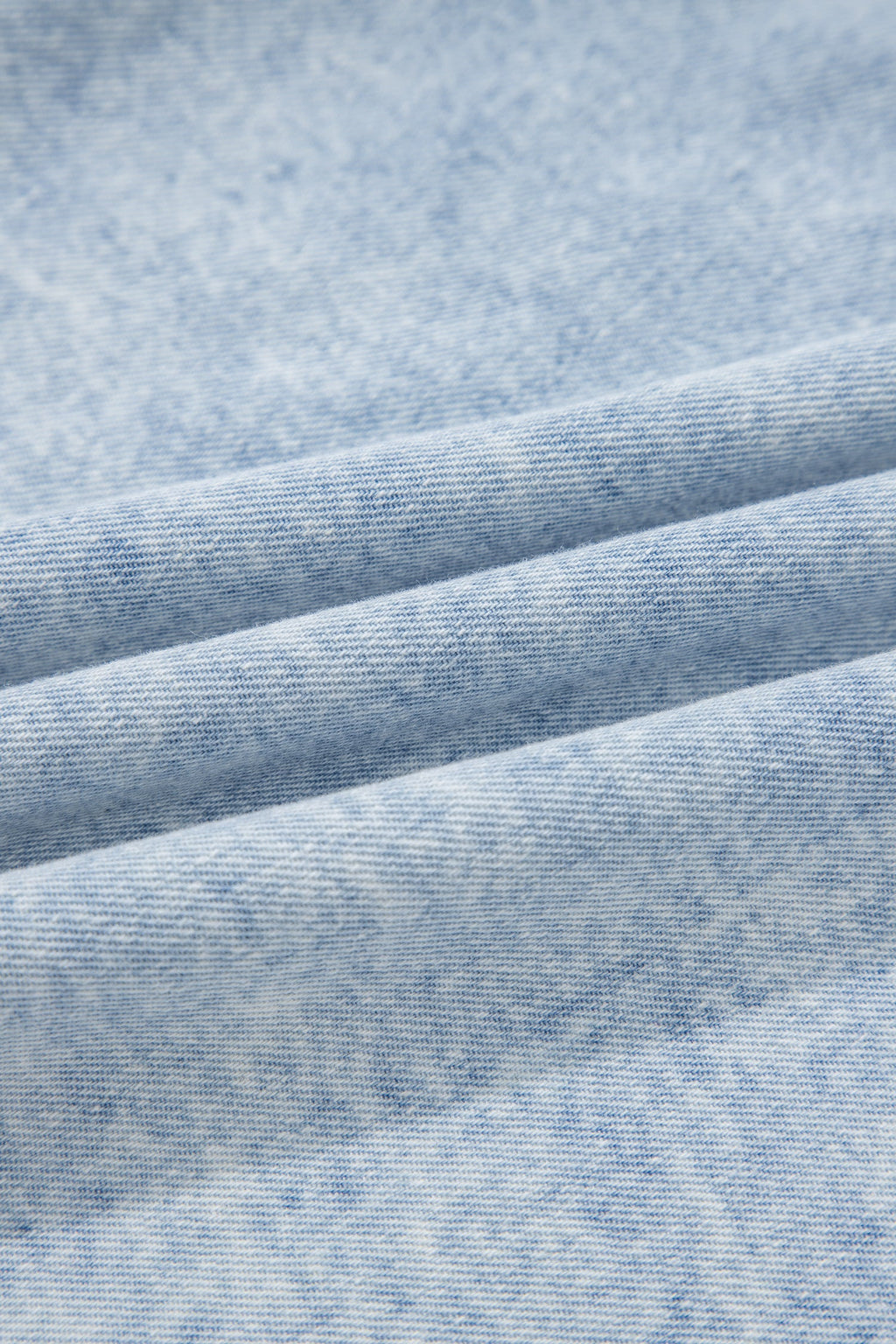 Beau Blue Ruffle Pleated Detail Vintage Washed Denim Top