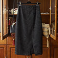 Retro Jacquard High Waisted Slit Skirt