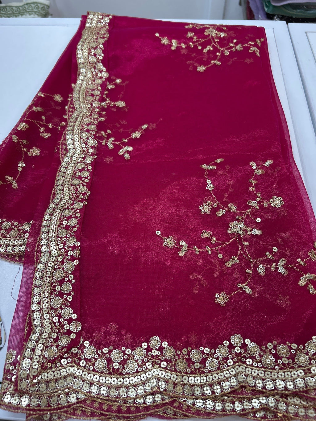 Tissue silk dupatta with sequin work