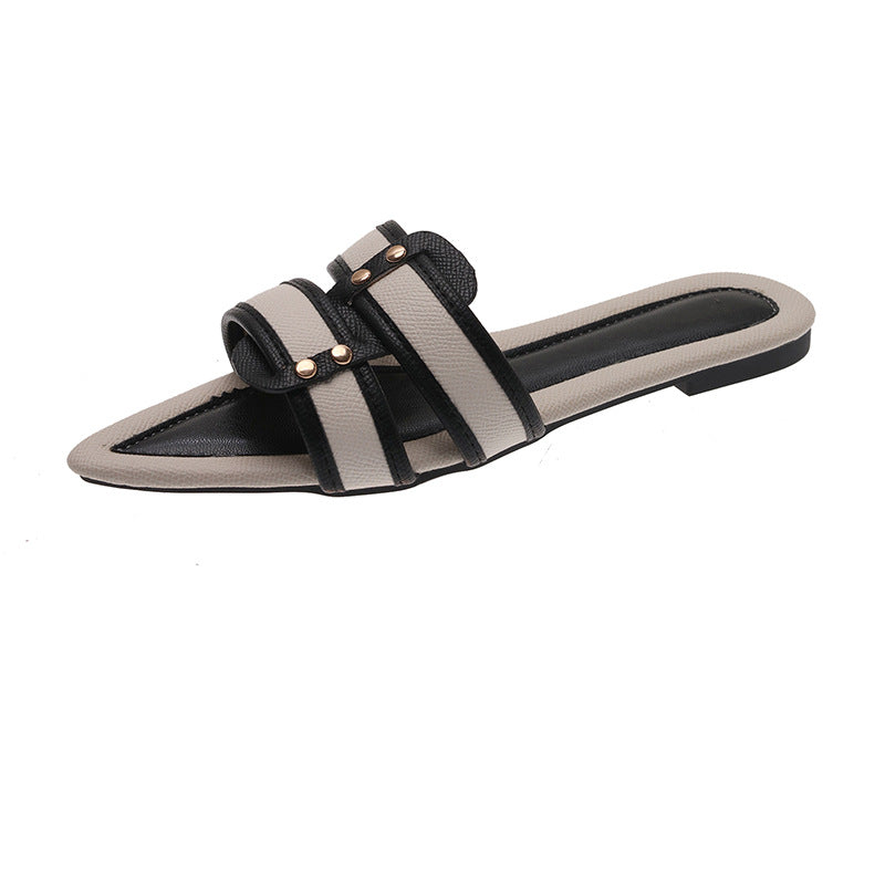 Women's Slip-On Lazy Slippers | Breathable Lightweight Color Block Slides