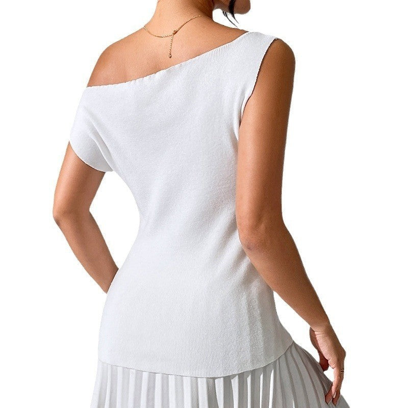 Sleek Knit Shoulder-Baring Sleeveless Top