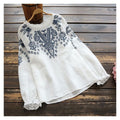 Ethnic-Inspired Loose Fit Pleated Long Sleeve T-Shirt with Embroidery