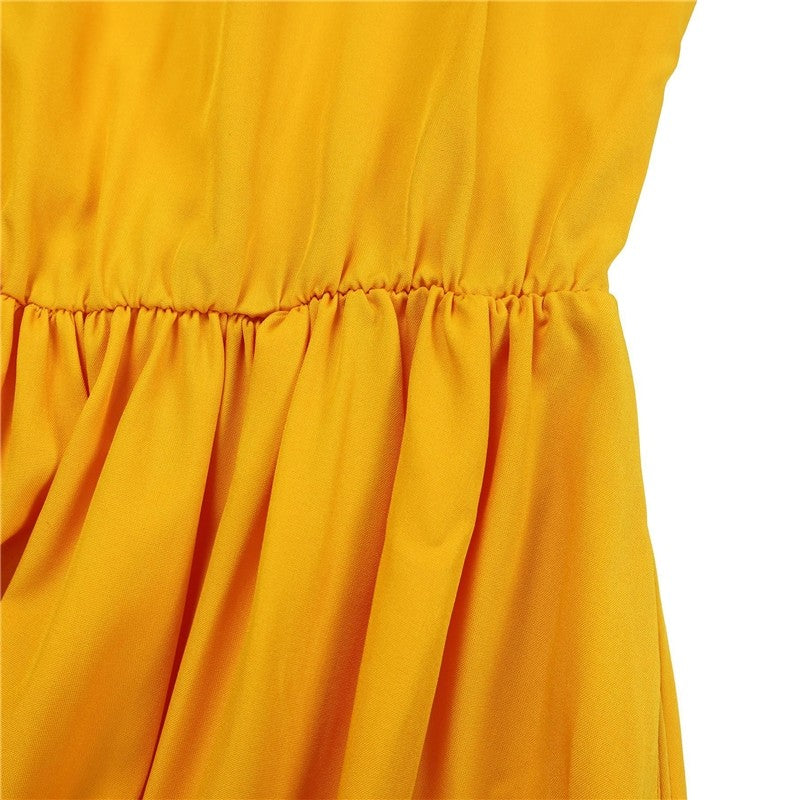 High Neck Seven-Sleeve Waist-Cinching Dress