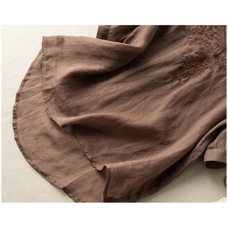 Loose And Skinny Cotton Linen Short-Sleeved T-Shirt