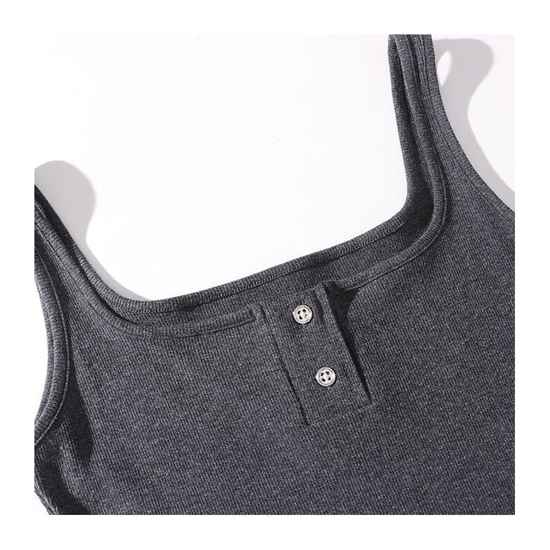 V-Neck Bodycon Dress with Slim Fit and Button-Up Detail