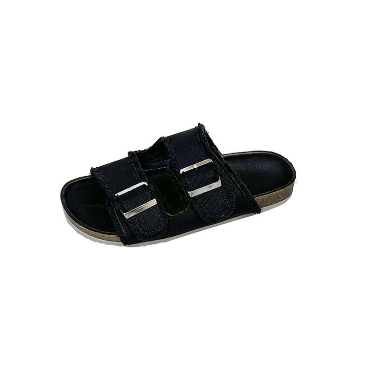 Women's Outdoor Belt-Buckle Flat Slide Sandals – Casual Denim Beach Sandals