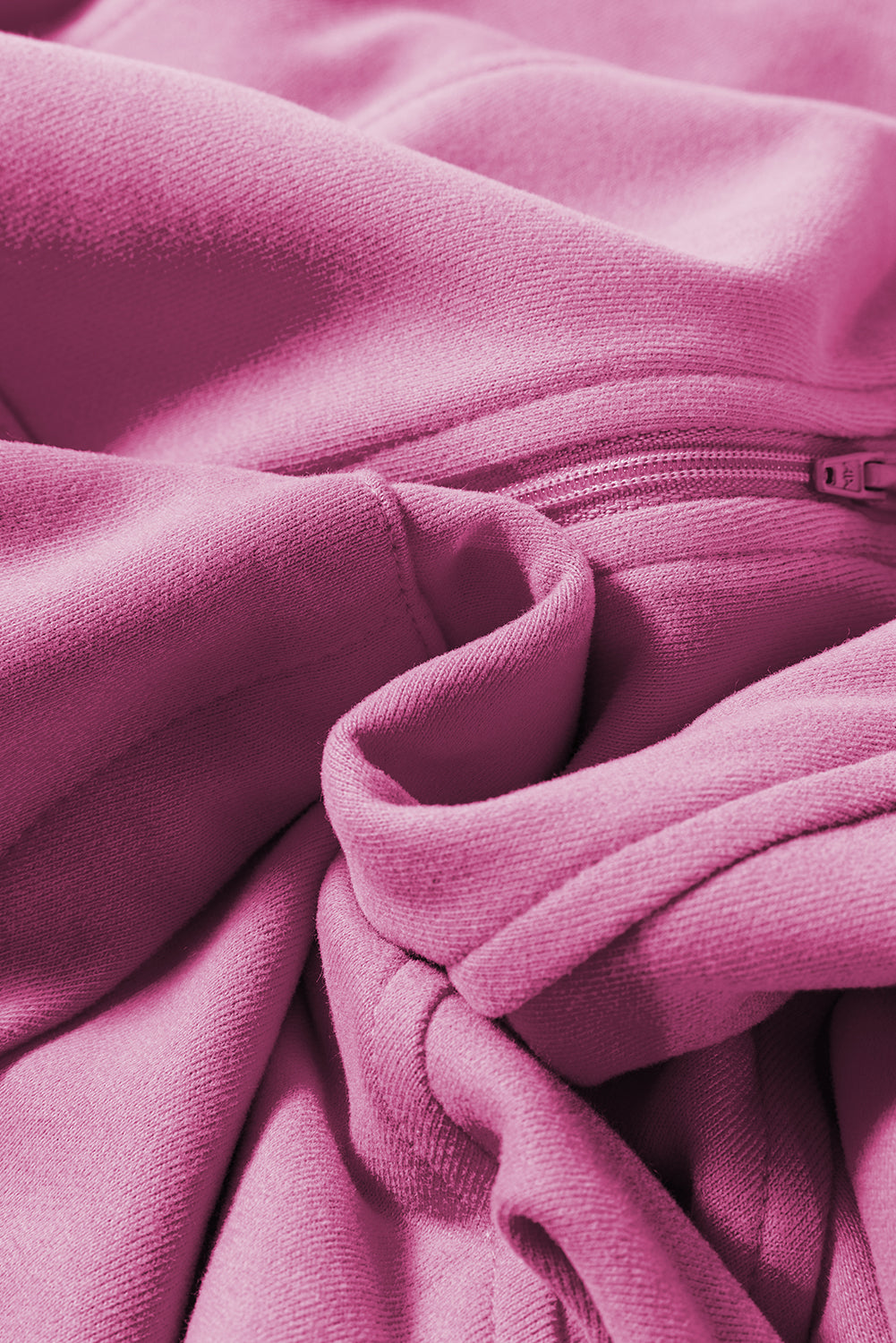 Flamingo Zip Up Stand Collar Ribbed Thumbhole Sleeve Sweatshirt