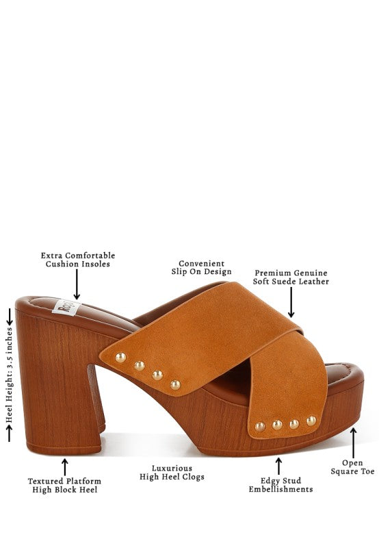 Mearsk Genuine Suede Leather Clogs