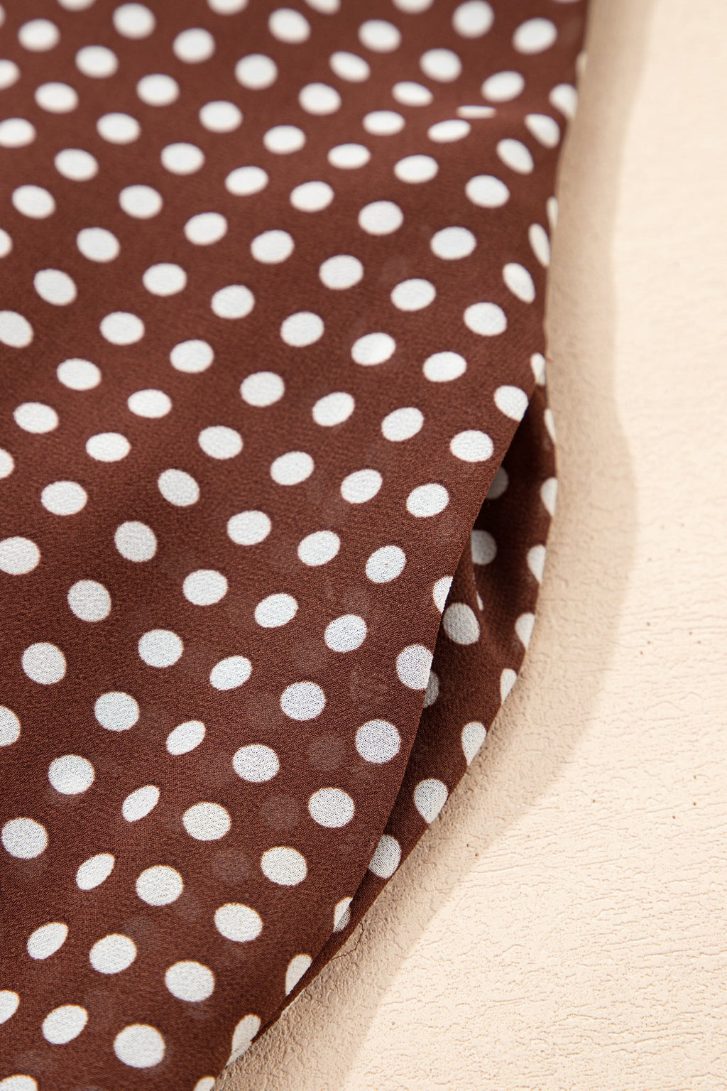 Coffee Polka Dot Print Backless Ruffled Tiered Maxi Dress
