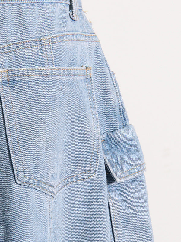 High Waisted Loose Buckle Split-Back Split-Joint Streamer Zipper Skirts