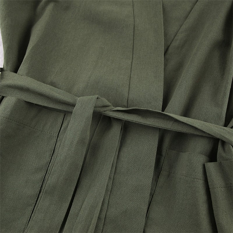 Women's Cotton Linen Lightweight Two-Piece Pajama Set