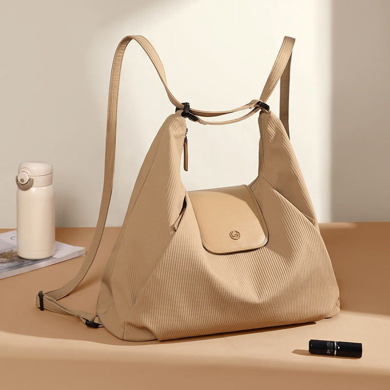 Women's Urban Minimalist Tote Bag - Stylish Fabric Shoulder Bag with Three Straps