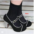 Women's Retro Round-Toe Chunky Heel Pumps with Ankle Strap Buckle | Suede Block Heel Dress Shoes