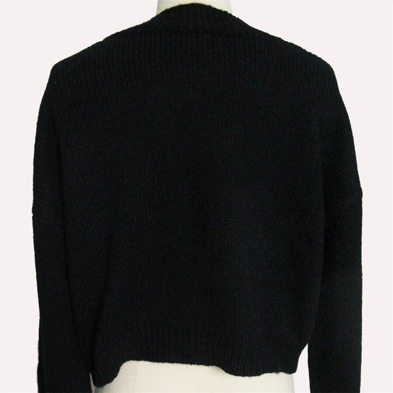 Loose Fit Embroidered Knit Cardigan Without Buttons