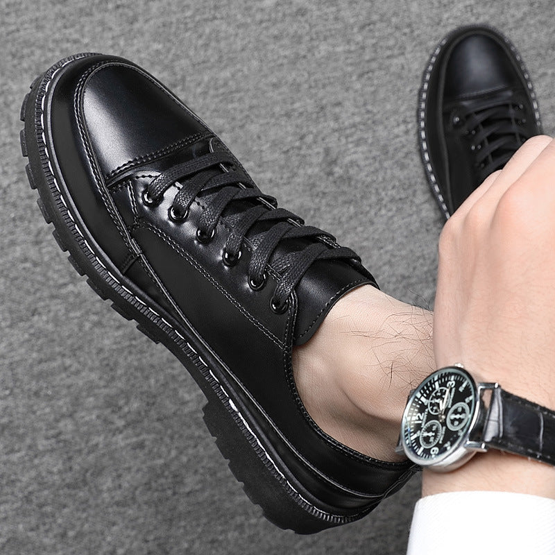 Men's Korean-Style Casual Low-Cut Shoes | Breathable PU Leather Sneakers