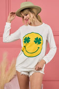 Smile Face Graphic Round Neck Long Sleeve Top