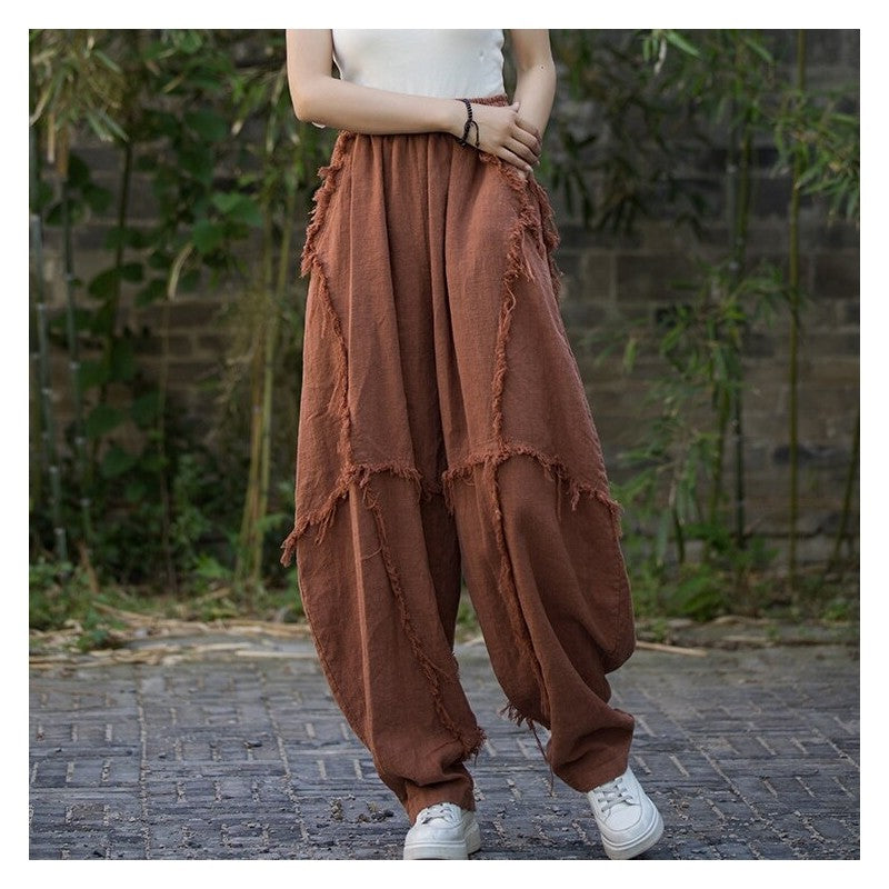 Lantern Pants For Casual Wear With Fuzzy Texture