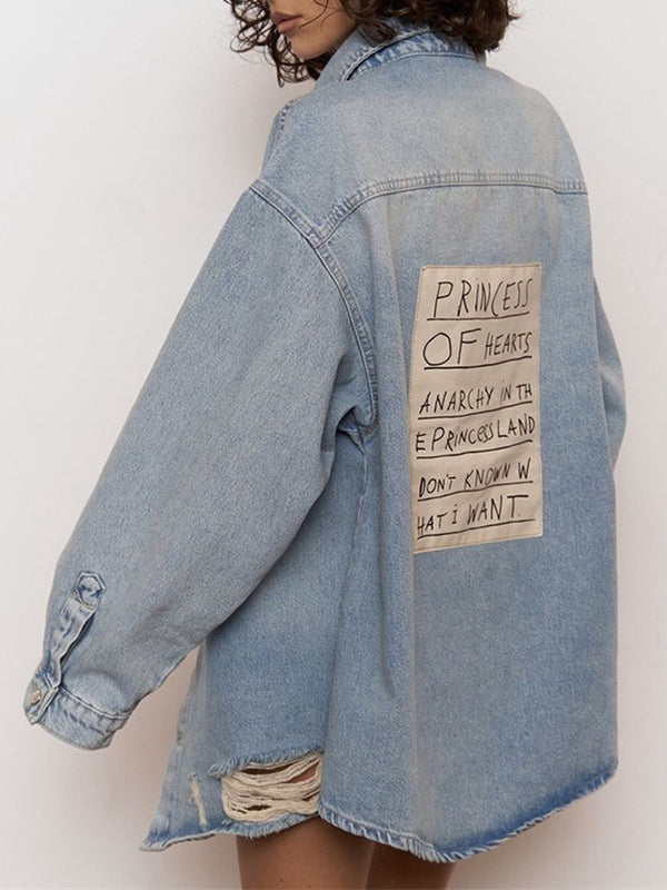 Long Sleeves Loose Buttoned Hollow Pockets Split-Joint Lapel Jackets
