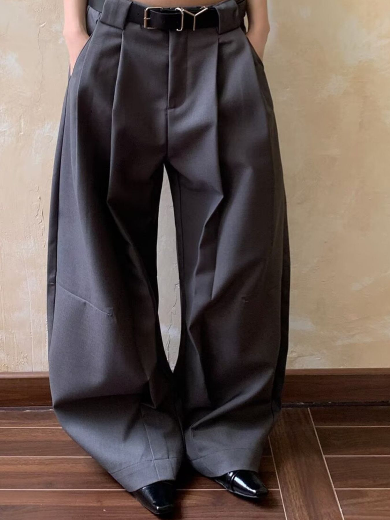 Men's Plus Size Wide Leg Pleated Detail Pants