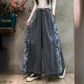 High-Waisted Denim Wide-Leg Trousers With Printed Belt