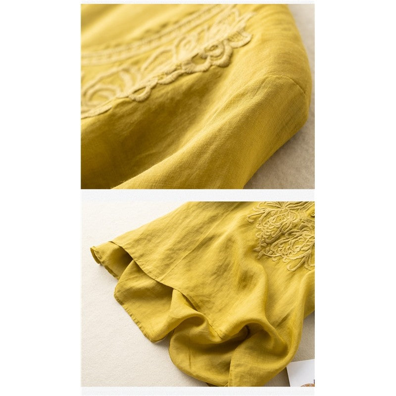 Women's Plus-Size Relaxed Fit Short-Sleeved Embroidery Tee For Summer
