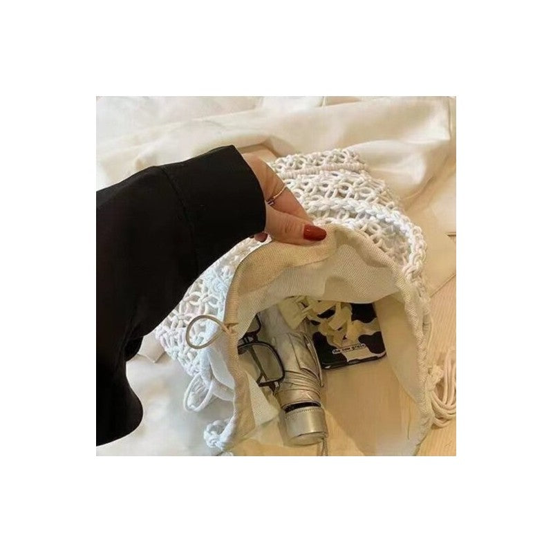 Hollow Out Cotton Thread Woven Lined Top
