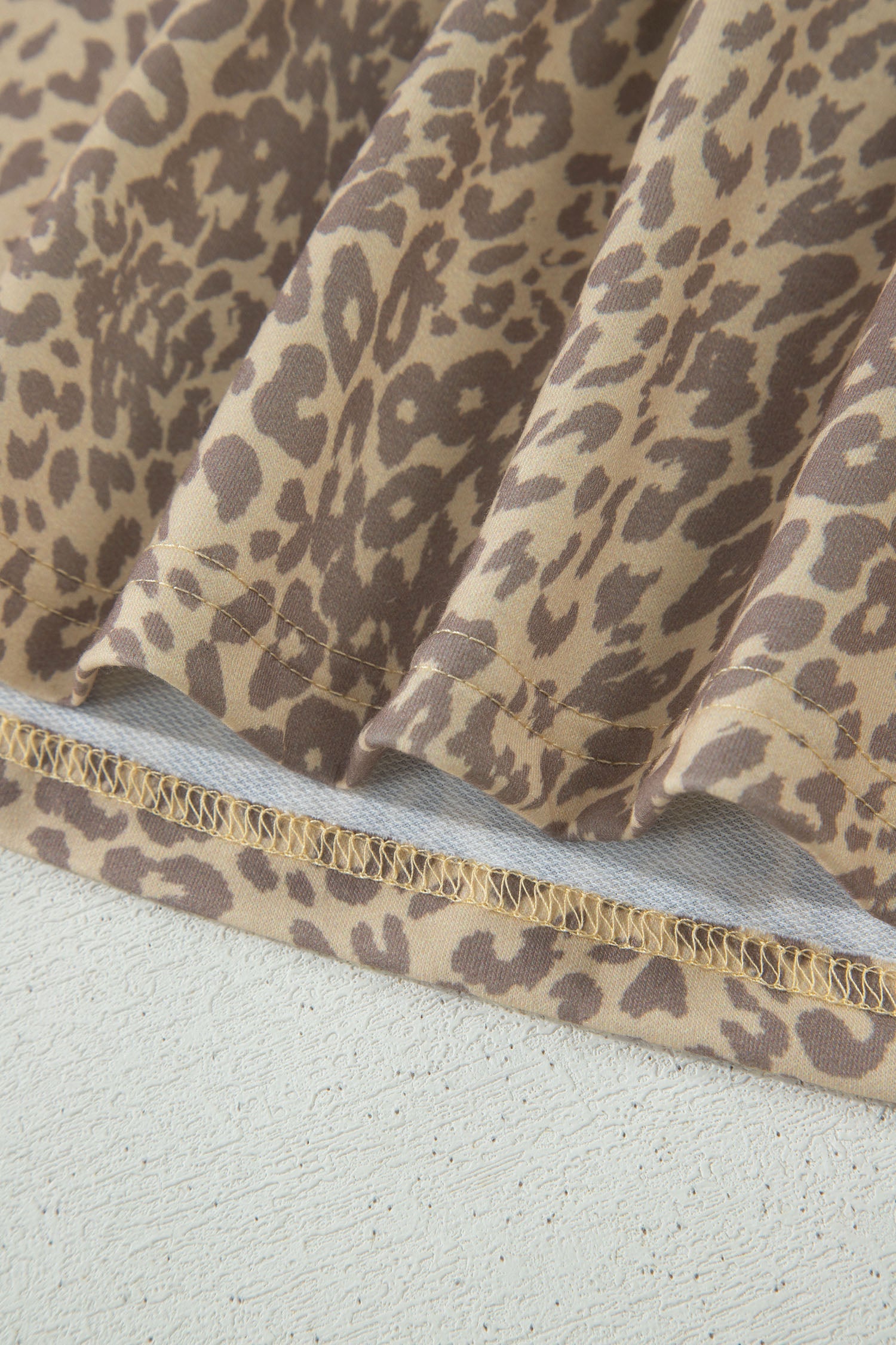 Khaki Leopard Retro Studded Star Patch Loose Tee