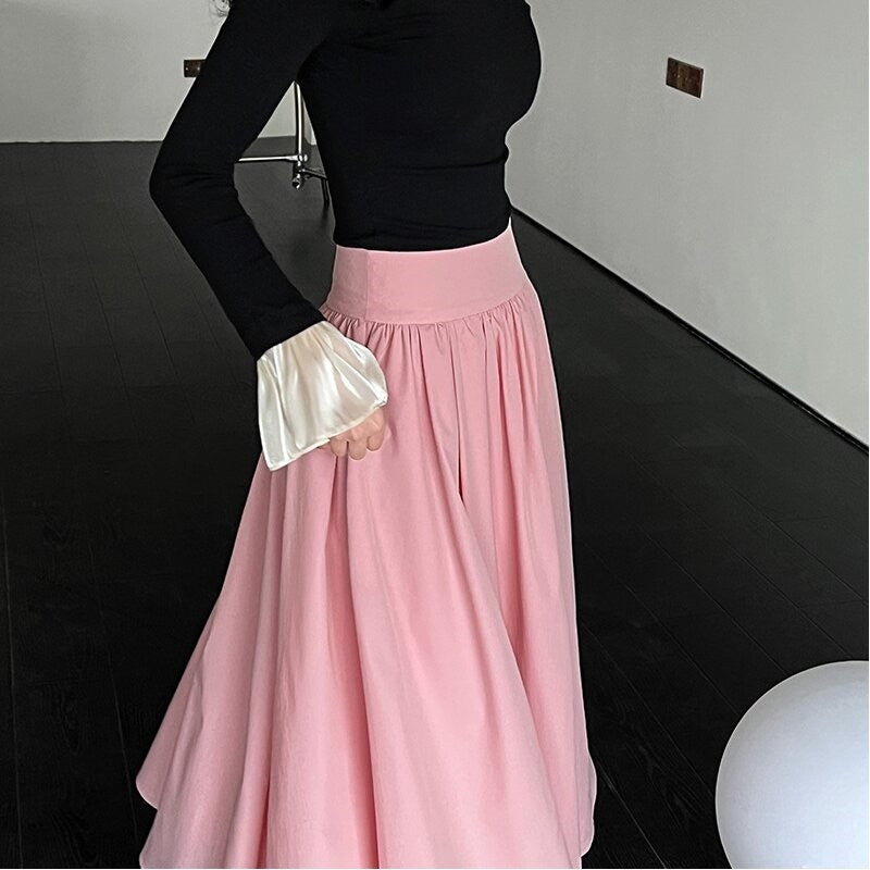 V-Neck Knit Patchwork Flare Sleeve Top