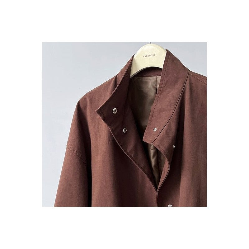 Casual Stand Collar Coat with Relaxed Fit