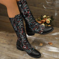 Women's Embroidered Ethnic-Style Chunky-Heel Mid-Calf Boots