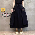 Solid Color Elastic Waist Tie Half Skirt