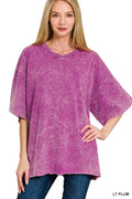 I am a Fashion junky Terry Washed Drop Shoulder Short Sleeve Top