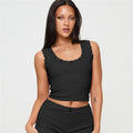 High-Waisted Shorts Set with Lace Splicing and Suspender Detail