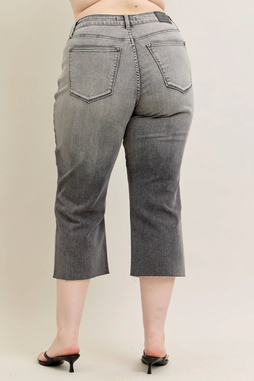 I am a Fashion Junky Blue Full Size Wide Leg Capris Jeans Plus Size