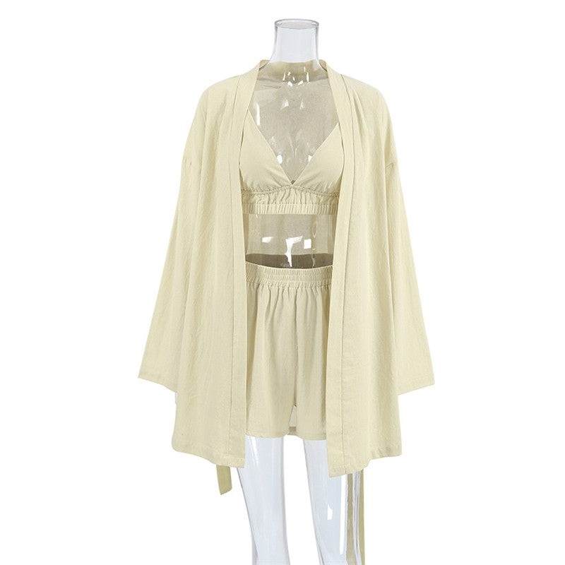 Solid Color Long Sleeve Pajama Set