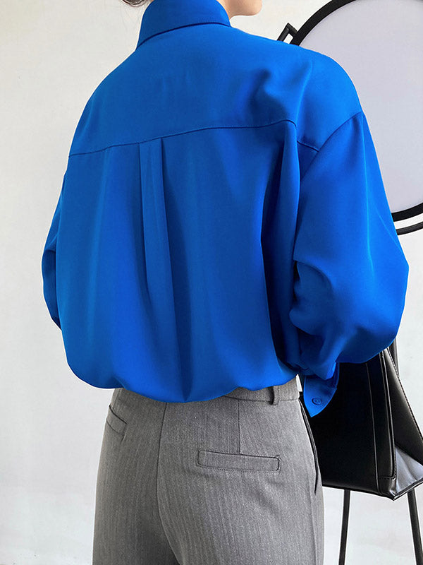 Stylish 3 Colors Solid Color Long Sleeves Blouse